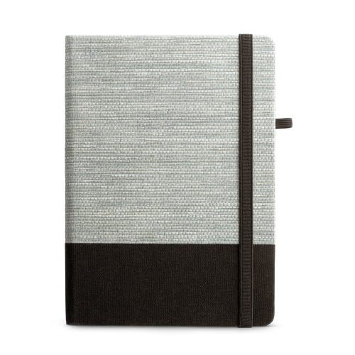 ROUSSEAU II. Caderno A5 de capa dura em palha e algodão canvas, com páginas pautadas