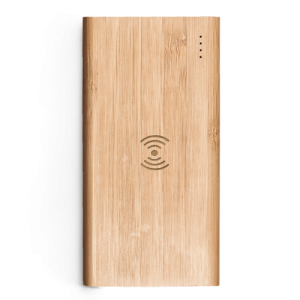 FITCH ECO. Bateria portátil com carregador por indução (wireless) super-rápido em bambu (5'000 mAh)
