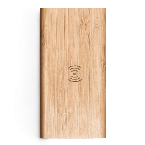 FITCH ECO. Bateria portátil com carregador por indução (wireless) super-rápido em bambu (5'000 mAh)