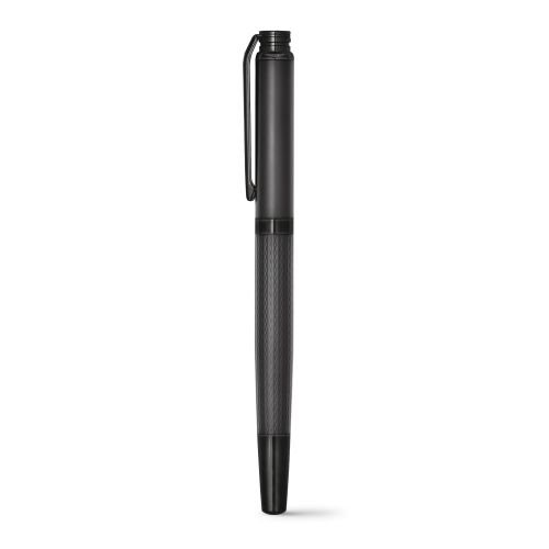 BLAZON. Caneta roller em metal com escrita em preto