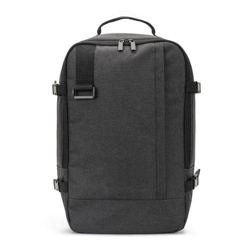 CIES. Mochila desenvolvida para cumprir as dimensões exigidas pelas companhias aéreas em poliéster reciclado 600D de alta densidade com acabamento repelente à água (20 L)
