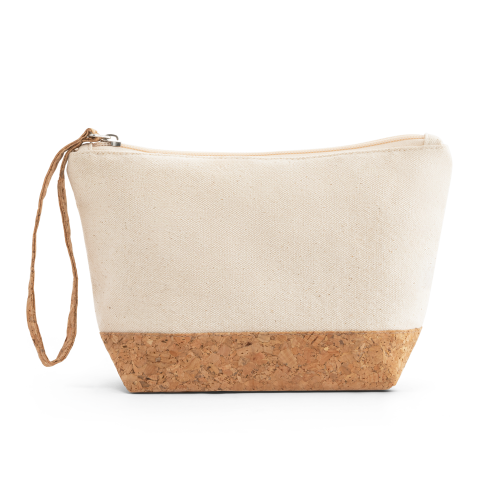 BLANCHETT. Bolsa de cosméticos 100% de algodão (280 g/m²) com detalhes em cortiça