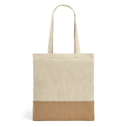 MERCAT. Sacola 100% algodão (160 g/m²) com detalhes em imitação de juta