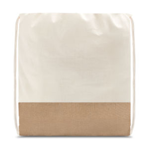 SABLON. Sacola tipo mochila 100% algodão (160 g/m²) com detalhe em imitação de juta