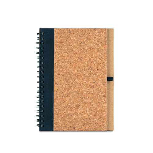 VICENTE. Caderno B6 de capa dura em cortiça e PET 100% reciclado, com páginas lisas recicladas