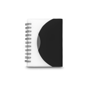 MILTON. Caderno A7 espiral de capa semi-rígida em PP, com folhas lisas