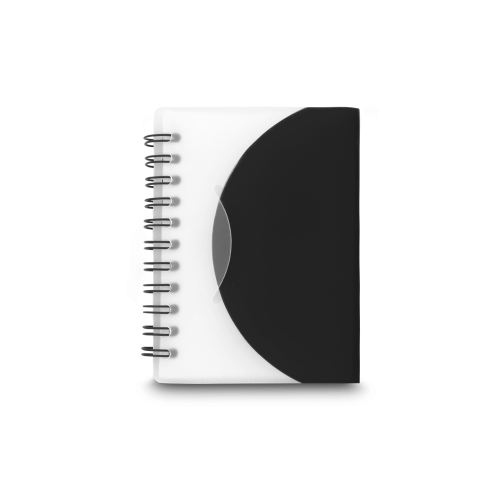 MILTON. Caderno A7 espiral de capa semi-rígida em PP, com folhas lisas