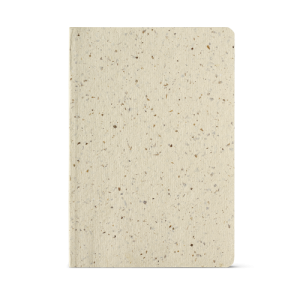BARLEYPAD. Caderno A5 com resíduos da cevada (25%) e trapos de algodão reciclado (75%), com páginas pautadas recicladas