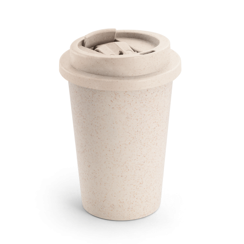 TOFFA. Copo de viagem em fibra de bambu (60%) e PP (40%) com tampa flip top (380 mL)