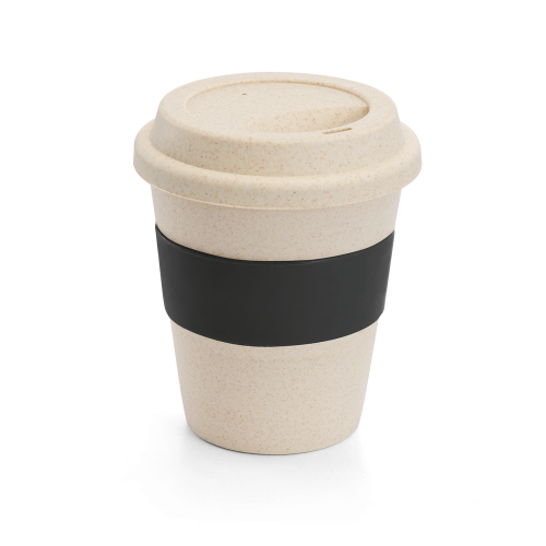 LATTE. Copo de viagem em fibra de bambu (60%) e PP (40%) com tampa (380 mL)
