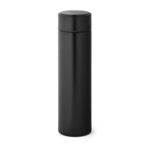 ROSSI. Garrafa térmica em aço inox de parede dupla isolada a vácuo, com termômetro digital (450 mL)