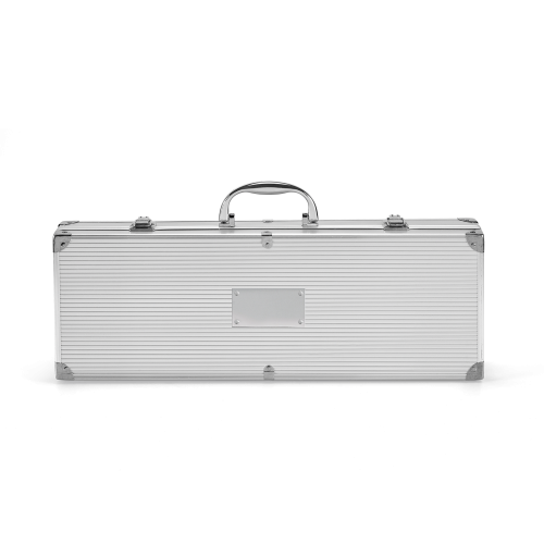ANNATTO. Kit churrasco em estojo de alumínio com 4 utensílios em aço inox
