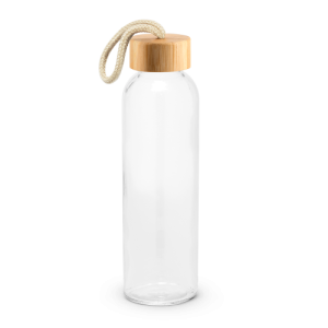SOLER BAMBU. Squeeze para sublimação em vidro com tampa em bambu (500 mL)