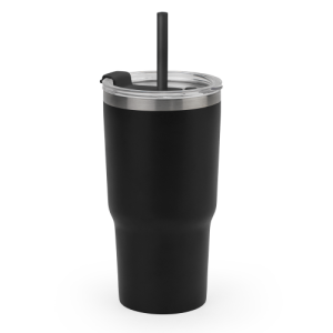 JOYNER M. Copo de viagem térmico e compacto, em aço inox 91% reciclado de parede dupla isolada a vácuo, com acabamento mate (600 mL)
