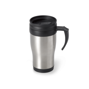 NOAH. Caneca de viagem térmica de aço inox e PP, de parede dupla isolada a ar (420 mL)