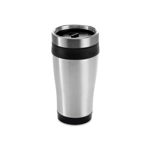 BATUM. Copo de viagem em aço inox e PP, térmico com parede dupla isolada a ar (420 mL)