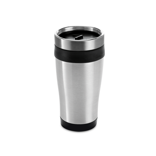 BATUM. Copo de viagem em aço inox e PP, térmico com parede dupla isolada a ar (420 mL)