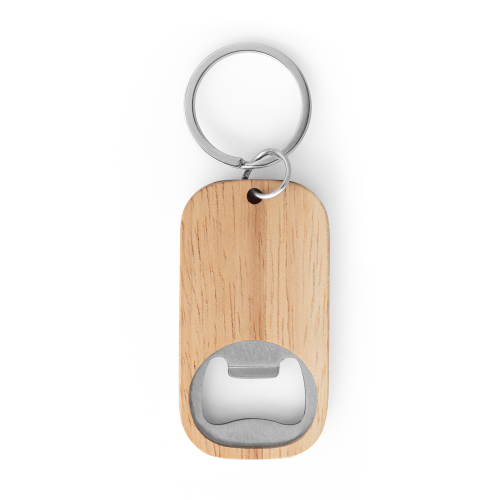 ROGERS. Chaveiro em aço inox e bambu com abridor de garrafas