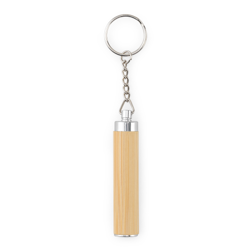 RACHEL. Chaveiro em bambu e ABS com lanterna LED