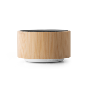 ARBER. Caixa de som portátil com microfone e autonomia de 2h (300 mAh), em bambu e ABS
