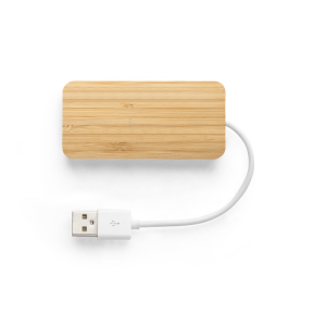 MOSER. Hub em bambu com 2 portas que permite a transferência de dados