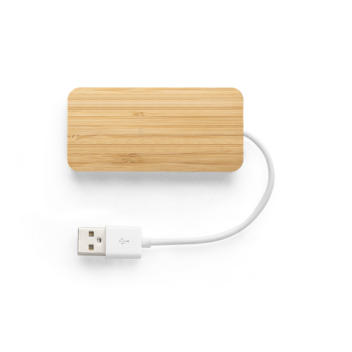 MOSER. Hub em bambu com 2 portas que permite a transferência de dados